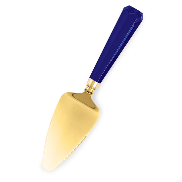 Acrylic colored Handle cake servers with gold, rose gold or stainless base