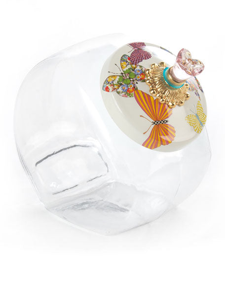 Cookie Jar with White Butterfly Garden Lid by Mackenzie Childs