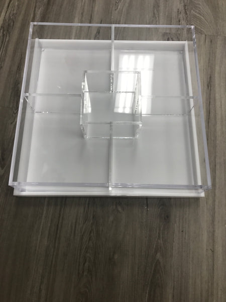 Acrylic 5 sectional with White tray/cover