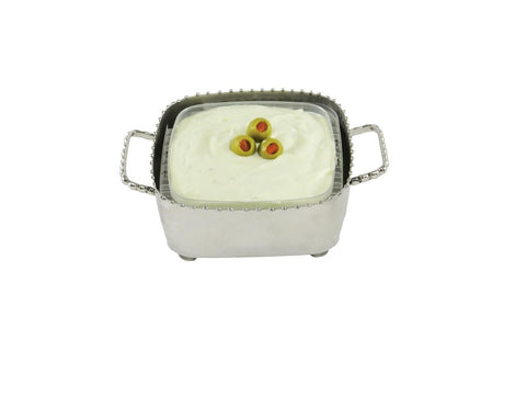 Small and large square container bowl with drop beading